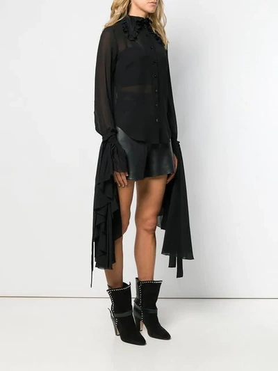 SAINT LAURENT SHEER SHIRT WITH DRAMATIC SLEEVES - 黑色
