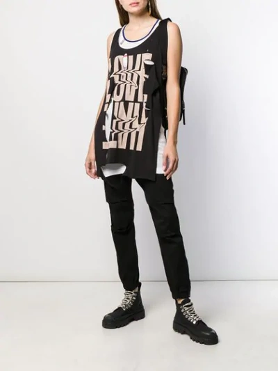 Shop Diesel Layered Distressed Vest Top In Black