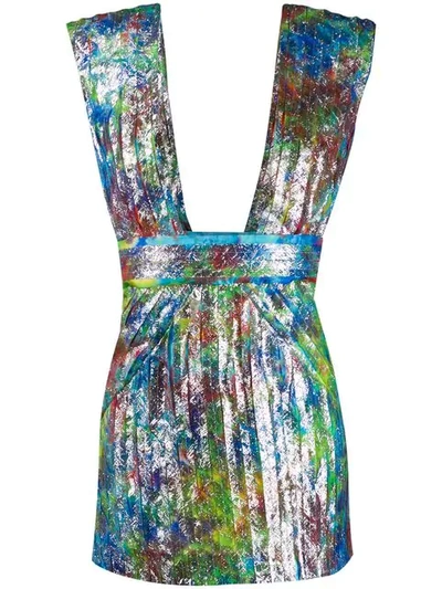 Shop Dsquared2 Pleated Print Cocktail Dress In 001s - Multicolor