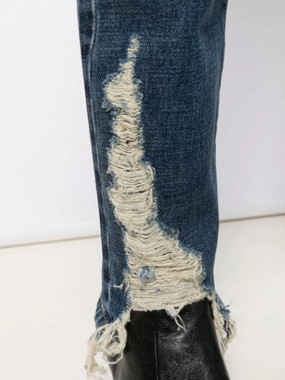 SAINT LAURENT DISTRESSED HEM BOYFRIEND JEANS - 蓝色