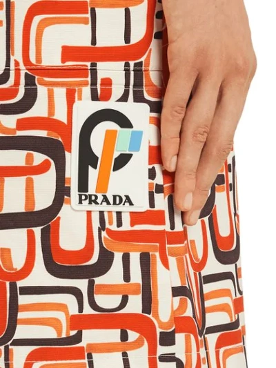 Shop Prada Printed Poplin Skirt - Yellow