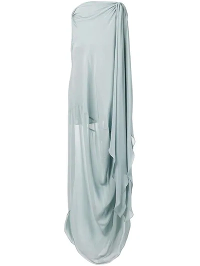 Shop Jacquemus Light Blue Draped Dress