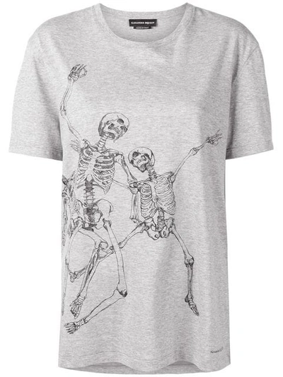Shop Alexander Mcqueen Dancing Skull Printed T In Grey