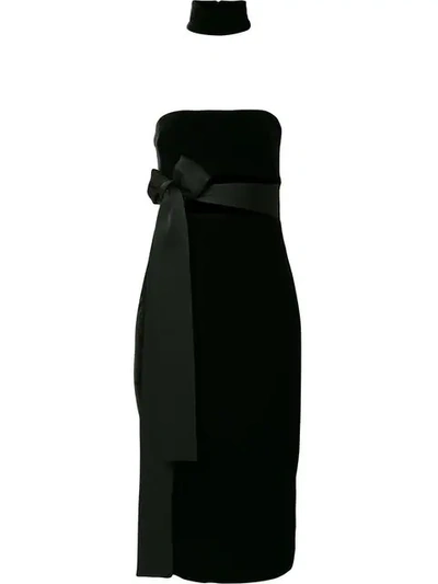 Shop Alex Perry Imogen Velvet Neck Cuff Dress - Black