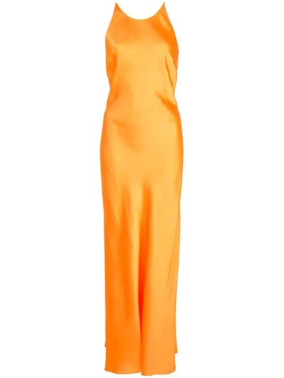 Shop Rosetta Getty Cross Back Slip Dress In Tangerine