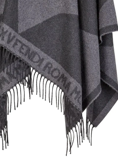 Shop Fendi Touch Of Fur Poncho In F0qa1-black