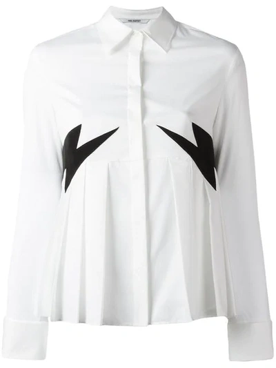 Shop Neil Barrett Lightning Patches Shirt In White