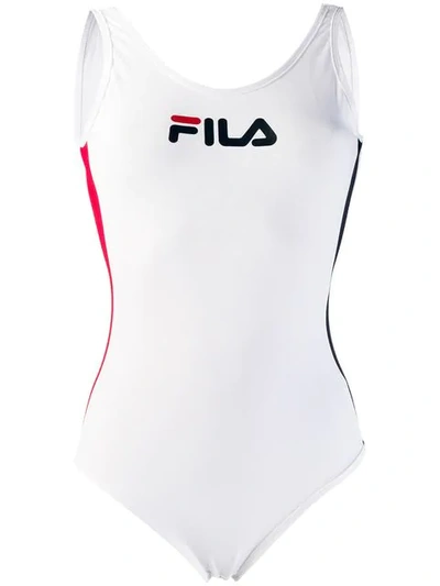 Shop Fila Jackie Logo Print Swimsuit - White