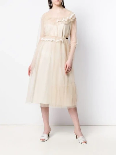 Shop Act N°1 Tulle Flared Dress In Neutrals