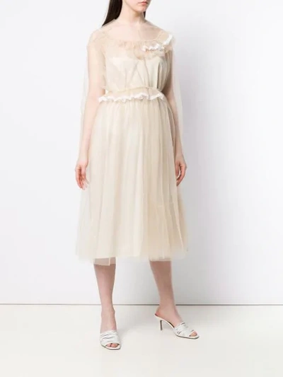 Shop Act N°1 Tulle Flared Dress In Neutrals