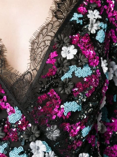 Shop Amen Floral Enhanced Shoulder Dress - Black