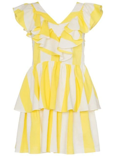 Shop Paper London St Lucia Striped Dress In Yellow