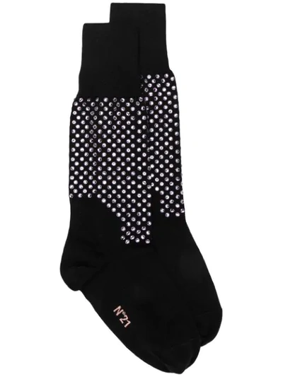 Shop N°21 Crystal-embellished Ankle Socks In Black