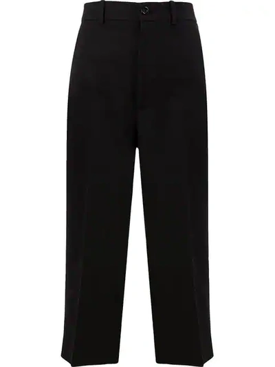 Shop Gucci Pleated Cropped Trousers In Black