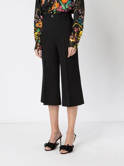 Shop Gucci Pleated Cropped Trousers In Black