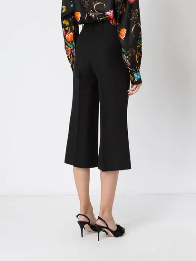 Shop Gucci Pleated Cropped Trousers In Black