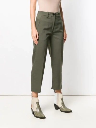 Shop Erika Cavallini Cropped Trousers In Green