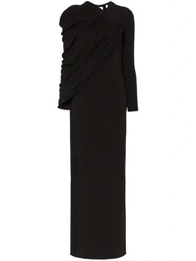 Shop Burberry Draped Gown In Black