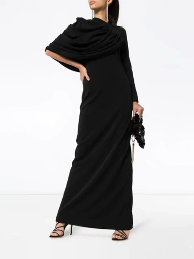 Shop Burberry Draped Gown In Black