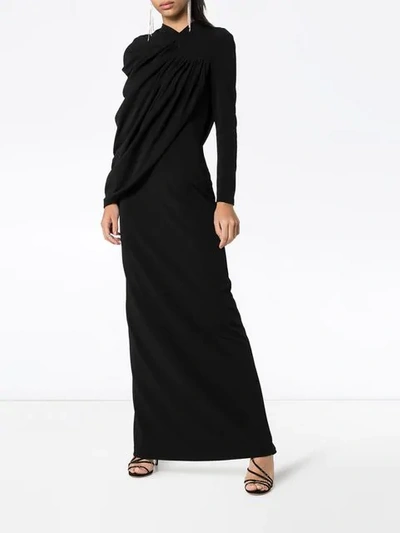 Shop Burberry Draped Gown In Black