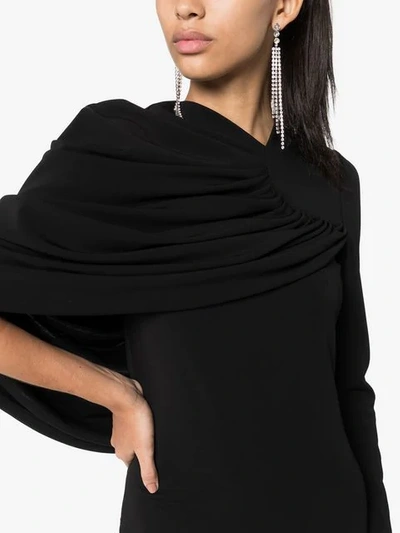 Shop Burberry Draped Gown In Black