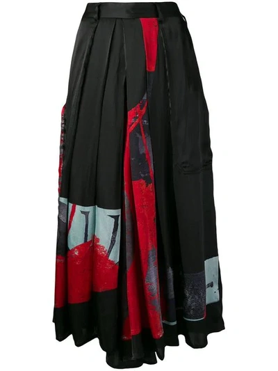 Shop Yohji Yamamoto Patchwork Full Skirt - Black