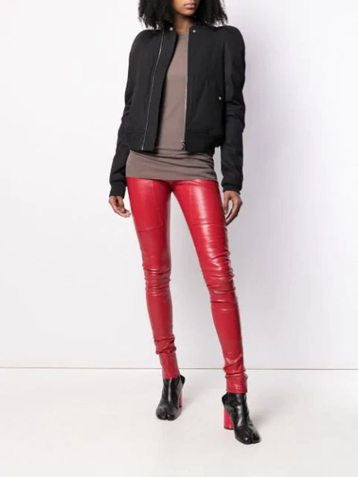Shop Rick Owens Leather Biker Trousers In Red