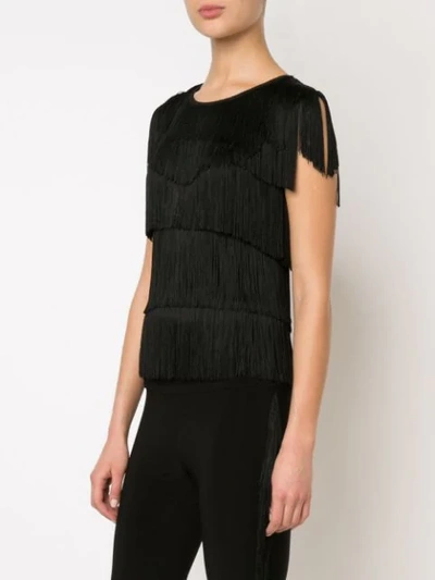 Shop Norma Kamali Fringed Top - Black