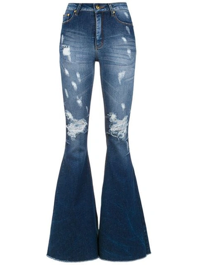 Shop Amapô Maine Super Flared Jeans In Blue