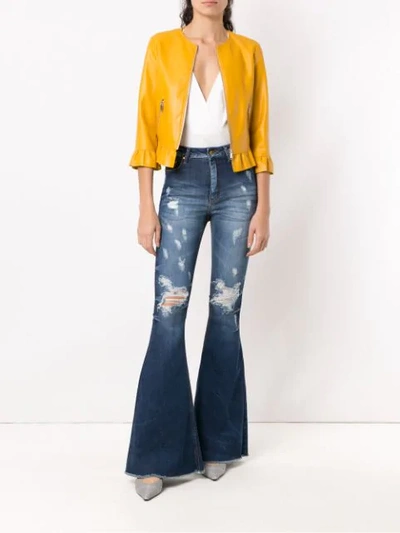 Shop Amapô Maine Super Flared Jeans In Blue