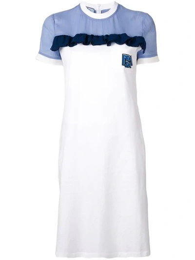 Shop Prada Panelled T-shirt Dress In White