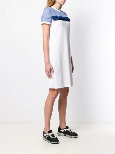 Shop Prada Panelled T-shirt Dress In White