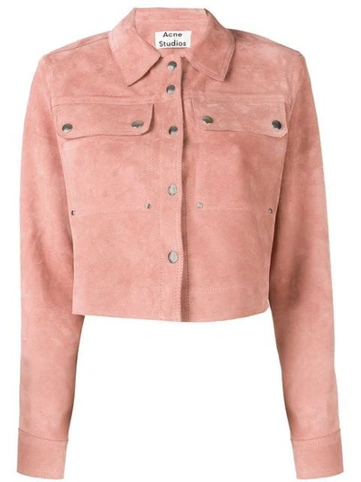 Acne Studios Cropped Suede Jacket In Pink | ModeSens