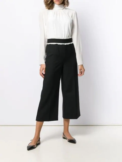 Shop Red Valentino Ruffle Trimmed Culottes In Black