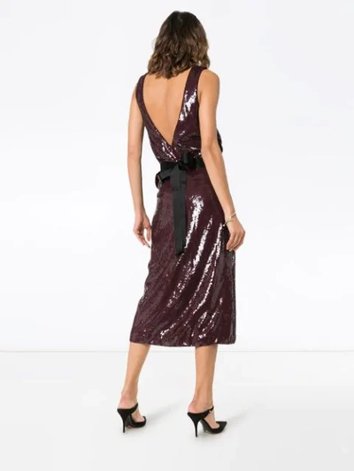 Shop Johanna Ortiz Tarantella Sequinned Backless Dress In Red