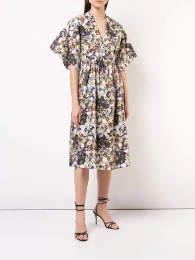 Shop Adam Lippes Floral Print Midi Dress In Multicolour