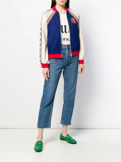 GUCCI CHERRY PATCH BOMBER JACKET - 蓝色