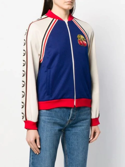 GUCCI CHERRY PATCH BOMBER JACKET - 蓝色