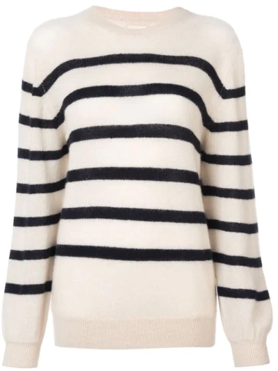 Shop Khaite Horizontal Stripes Jumper In Bone/navy Stripe