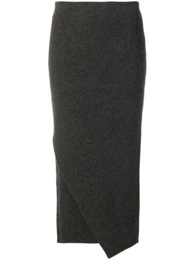 Shop Allude Asymmetric Knitted Skirt - Grey
