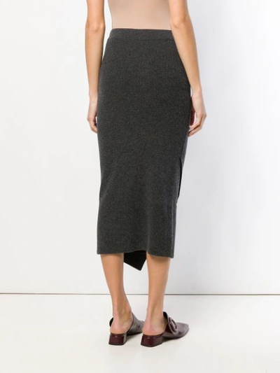 Shop Allude Asymmetric Knitted Skirt - Grey