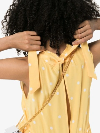 Shop Asceno Polka-dot Tiered Dress In Yellow