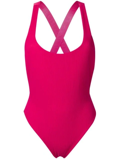 Shop Off-white Cross-strap Back Swimsuit In Pink
