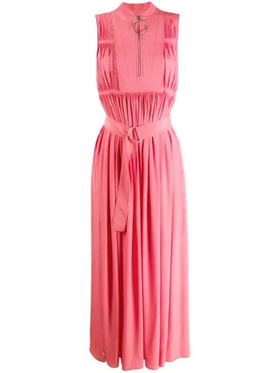 Shop Cedric Charlier Cédric Charlier Sleeveless Belted Maxi Dress - Pink