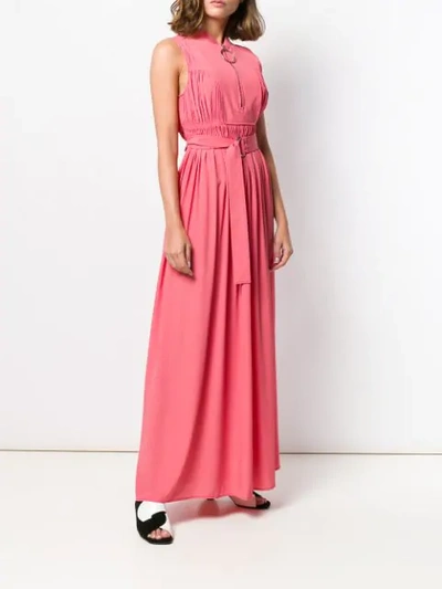 Shop Cedric Charlier Cédric Charlier Sleeveless Belted Maxi Dress - Pink