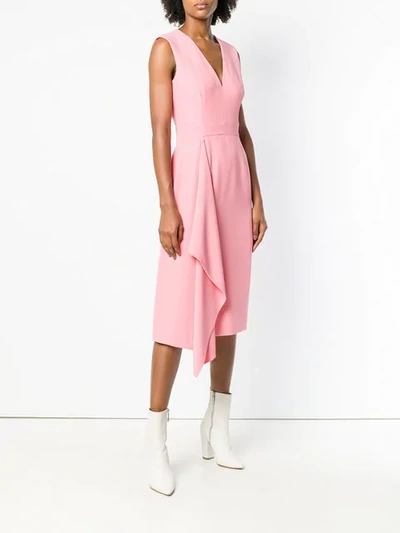 Shop Alexander Mcqueen Sleeveless Ruffle Midi Dress In Pink