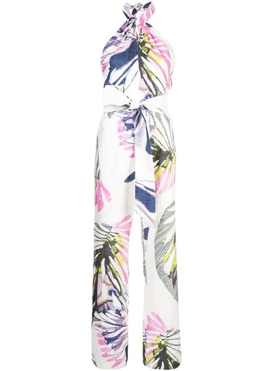 Shop Josie Natori Botanical Print Jumpsuit In White