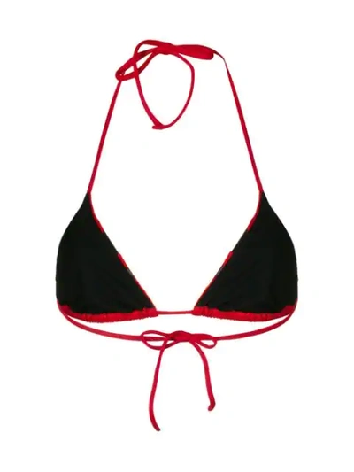 Shop Dsquared2 Logo Print String Bikini Top In 422 Red Black