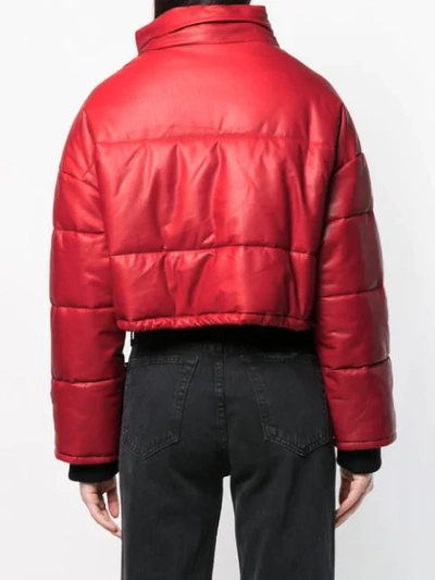 Shop Amiri Cropped Puffer Jacket In Red