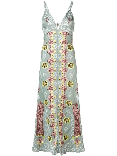 Shop Temperley London Flux Printed Slip Dress In Green